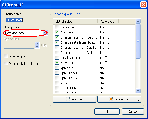 Assign billing plan to the group