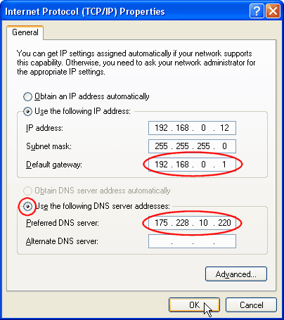 TCP/IP properties