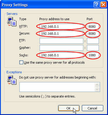 Proxy settings